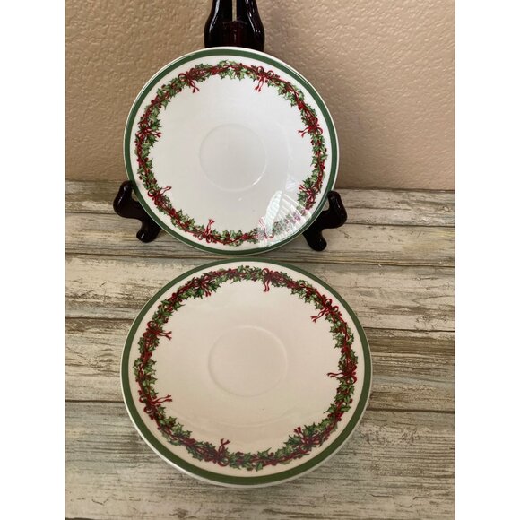 Christopher Radko Traditions Holiday Celebrations Cup & Saucer Set Christmas Tre - Picture 6 of 9